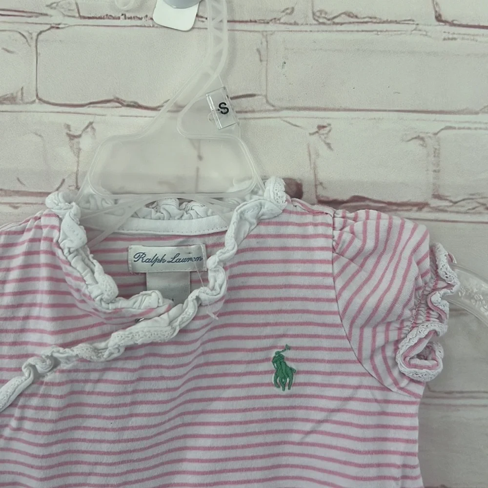 Ralph Lauren baby pink striped onesie size 6 M